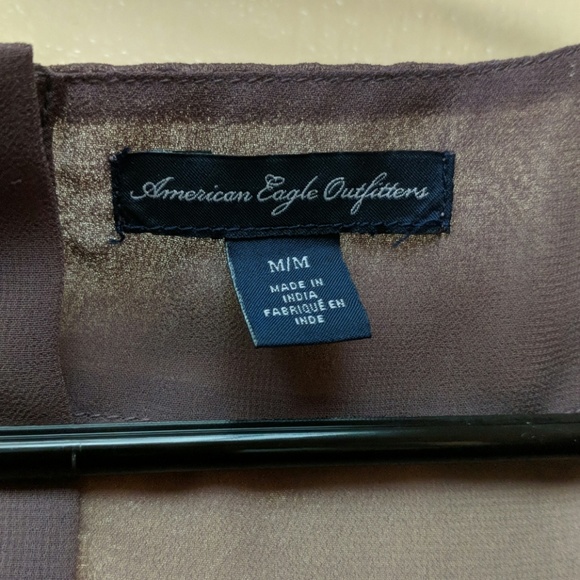 AE Sheer Lavender Ruffled Butterfly Sleeve Blouse - Picture 5 of 5